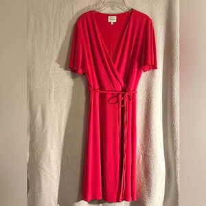 Ashley Graham Beyond Belted Faux Wrap Dress Red